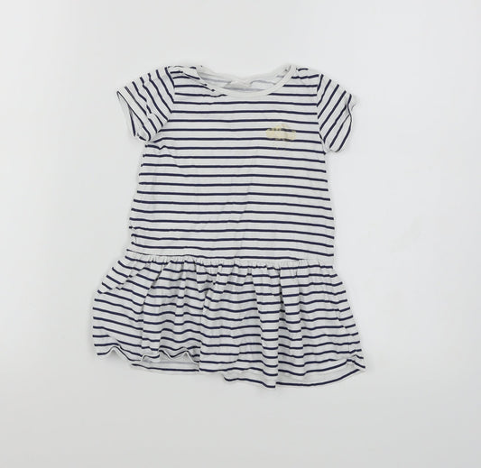 H&M Baby White Pinstripe  A-Line  Size 12 Months  - Cloud Print