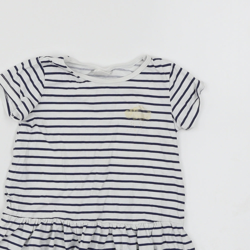 H&M Baby White Pinstripe  A-Line  Size 12 Months  - Cloud Print