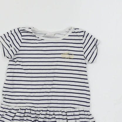 H&M Baby White Pinstripe  A-Line  Size 12 Months  - Cloud Print