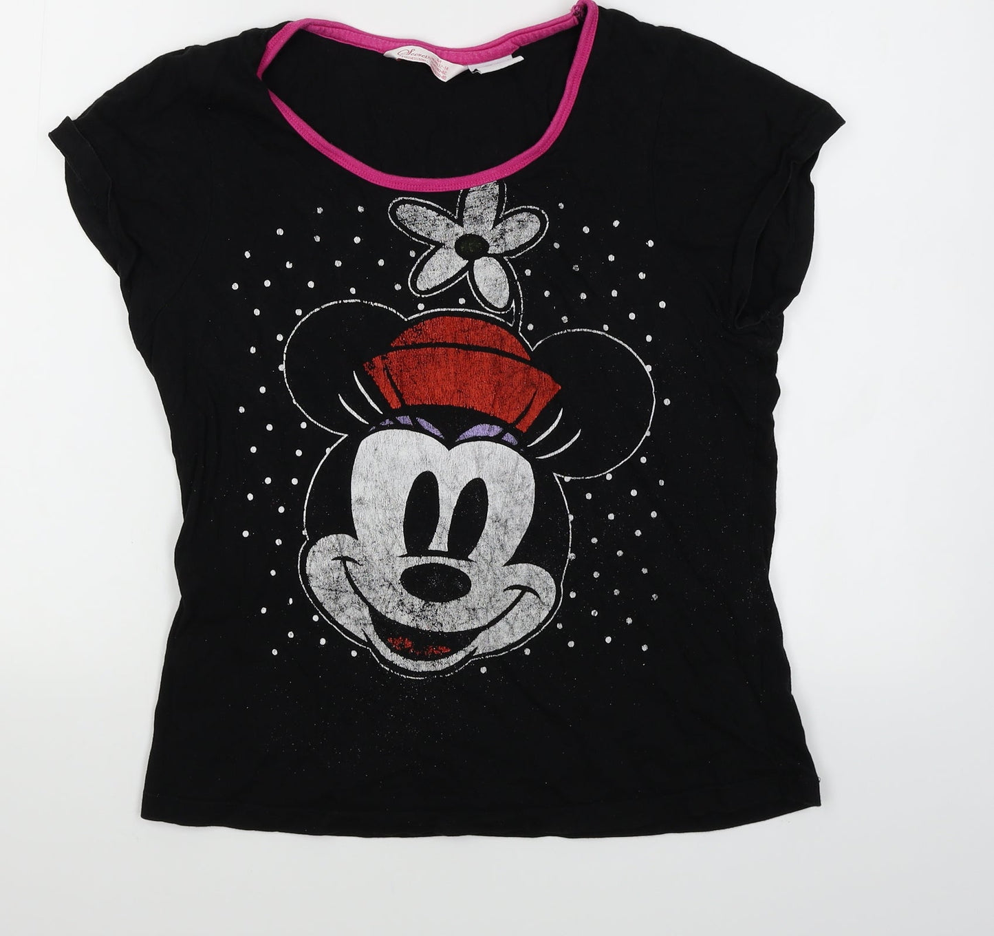 Disney Girls Black   Basic T-Shirt Size 12-13 Years  - Mickey mouse