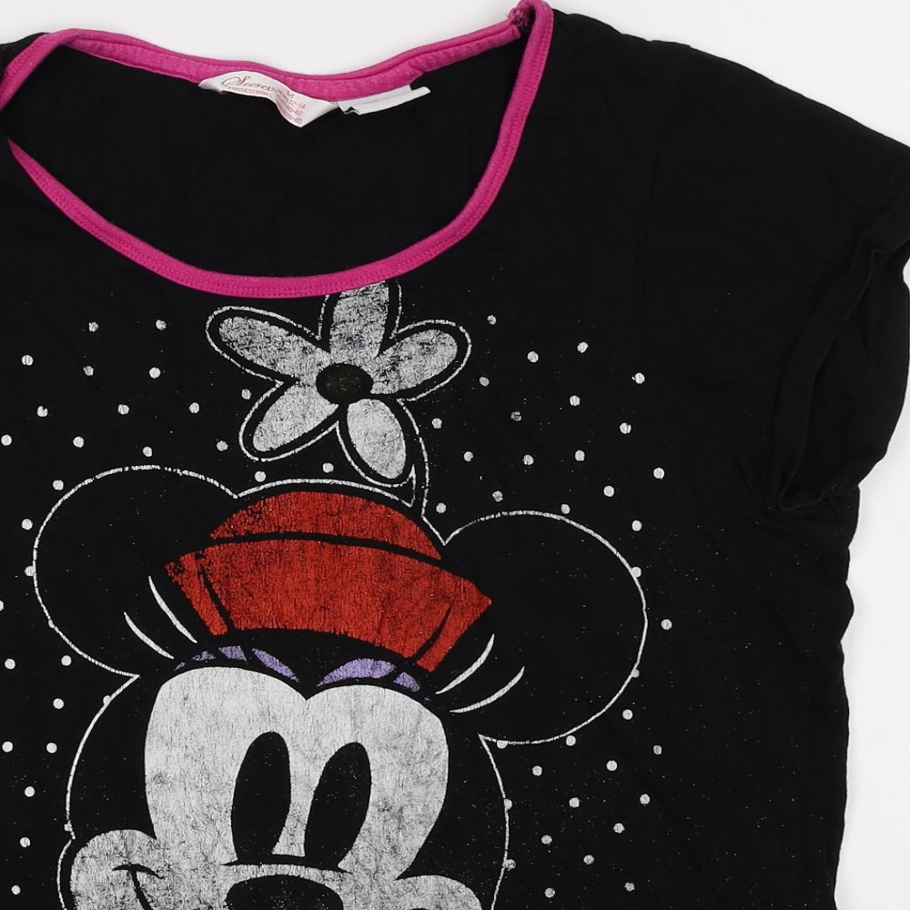 Disney Girls Black   Basic T-Shirt Size 12-13 Years  - Mickey mouse