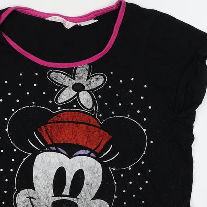 Disney Girls Black   Basic T-Shirt Size 12-13 Years  - Mickey mouse
