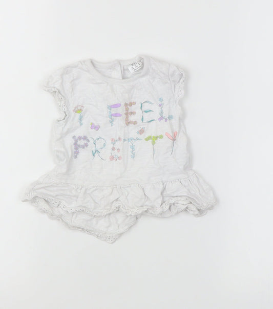 F&F Baby White   A-Line  Size 3-6 Months  - Graphic on front