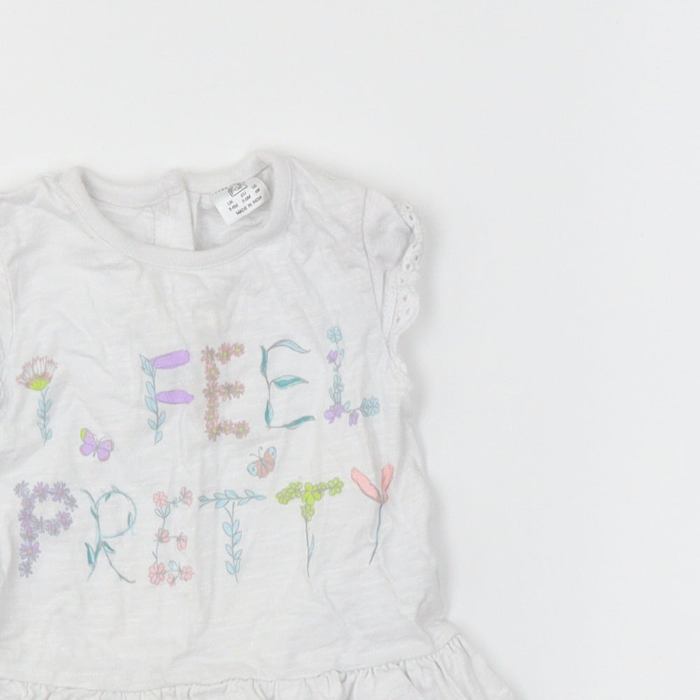 F&F Baby White   A-Line  Size 3-6 Months  - Graphic on front