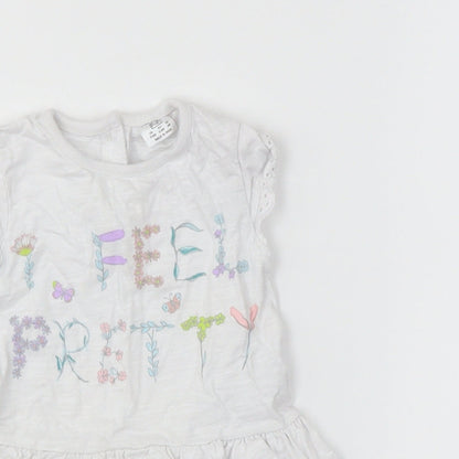 F&F Baby White   A-Line  Size 3-6 Months  - Graphic on front