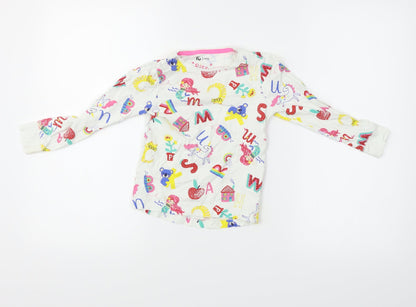 TU Girls White Animal Print  Basic T-Shirt Size 4-5 Years