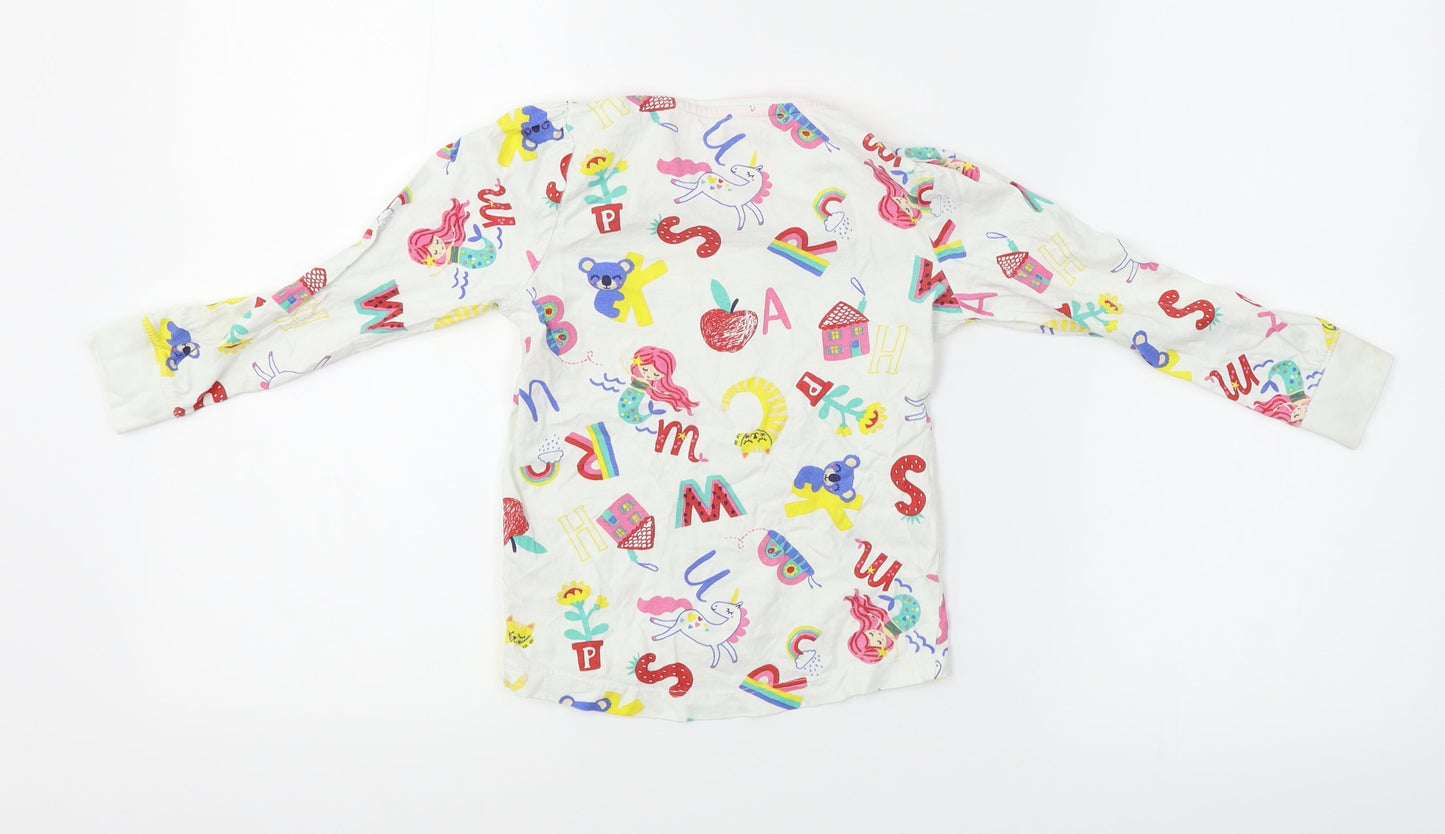 TU Girls White Animal Print  Basic T-Shirt Size 4-5 Years