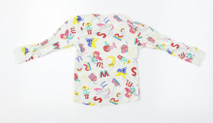 TU Girls White Animal Print  Basic T-Shirt Size 4-5 Years