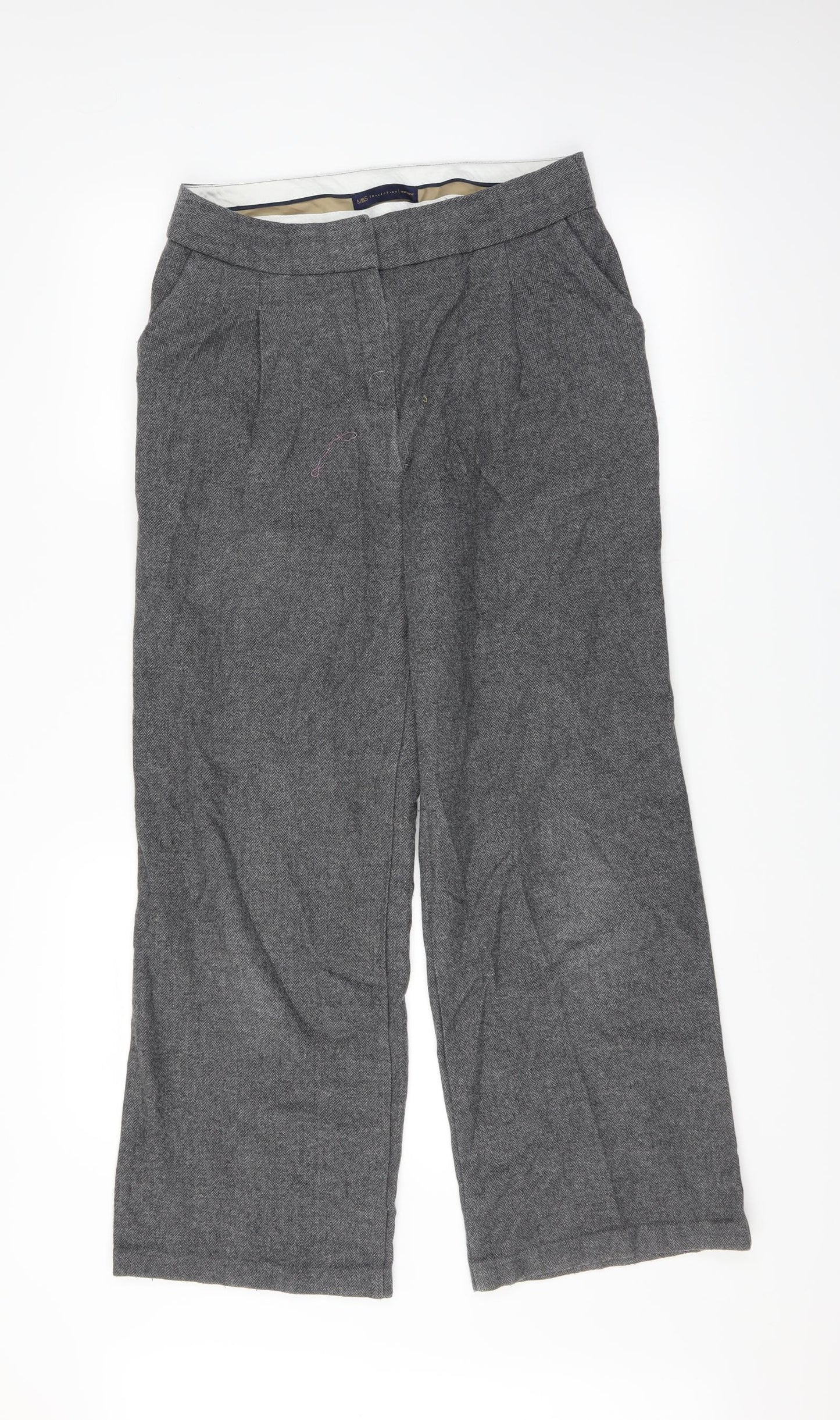 Womens UK Size 10 Marks and Spencer Regular Fit Dress Pants Grey Trousers