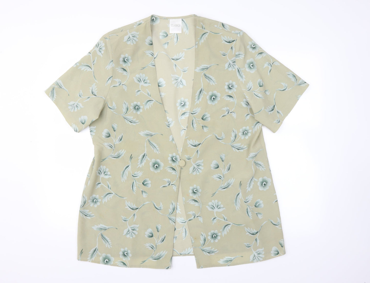 Classics Womens Green Floral  Cardigan Jumper Size 18