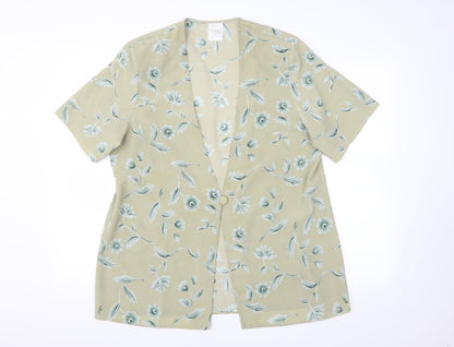 Classics Womens Green Floral  Cardigan Jumper Size 18