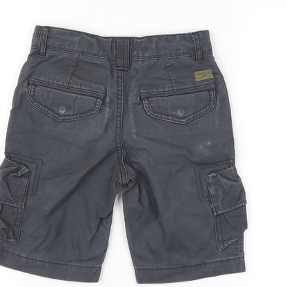 Marks and Spencer Boys Blue   Cargo Shorts Size 5-6 Years - belted hoops
