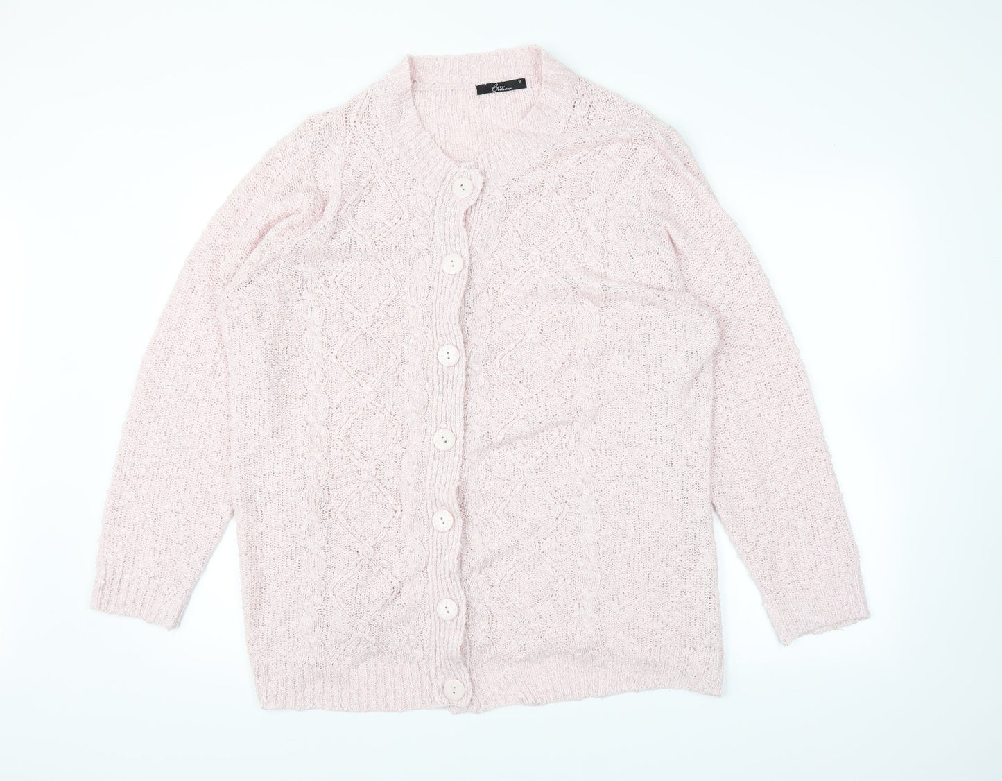 BM Womens Pink  Knit Cardigan Jumper Size XL