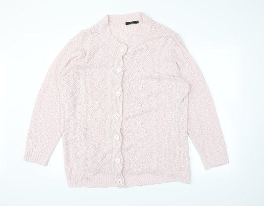 BM Womens Pink  Knit Cardigan Jumper Size XL