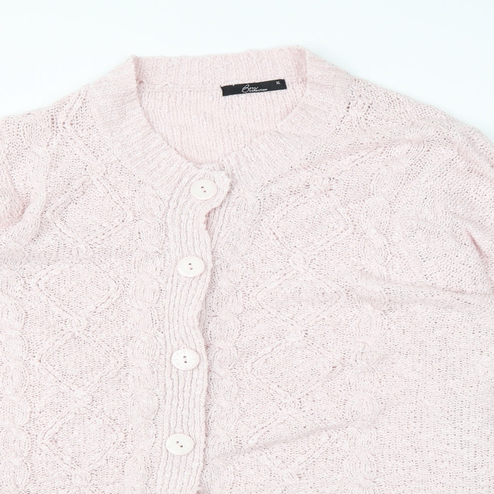 BM Womens Pink  Knit Cardigan Jumper Size XL