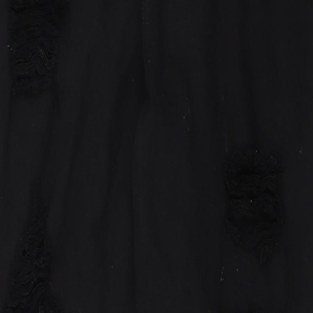 Pretty Little Thing Womens Black  Denim Mom Jeans Size 6 L30 in - Distressed Hems