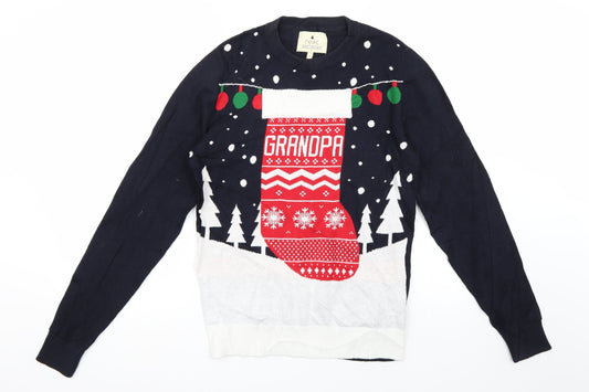 NEXT Mens Blue   Pullover Jumper Size S  - Grandpa Christmas