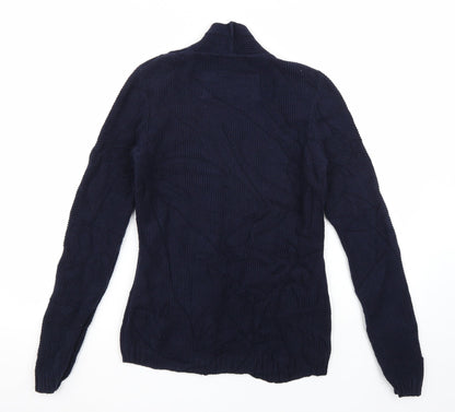 Marks and Spencer Womens Blue Striped  Cardigan Jumper Size 8  - Tshirt Underlay