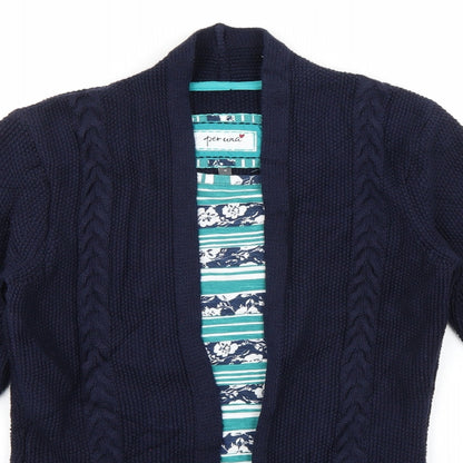 Marks and Spencer Womens Blue Striped  Cardigan Jumper Size 8  - Tshirt Underlay