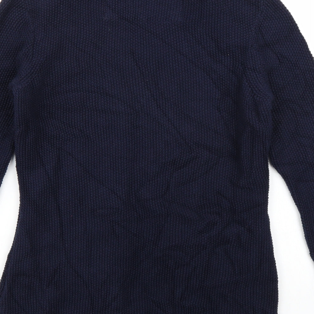 Marks and Spencer Womens Blue Striped  Cardigan Jumper Size 8  - Tshirt Underlay