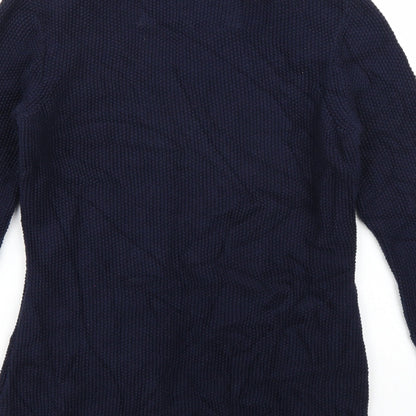 Marks and Spencer Womens Blue Striped  Cardigan Jumper Size 8  - Tshirt Underlay