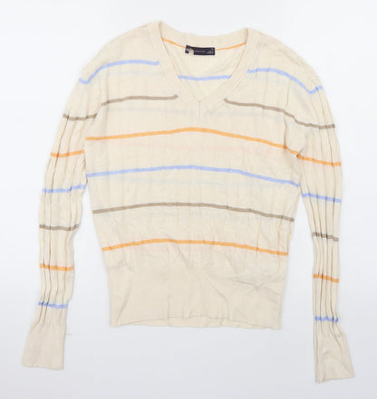 Marks & Spencer Womens Beige Striped  Pullover Jumper Size S
