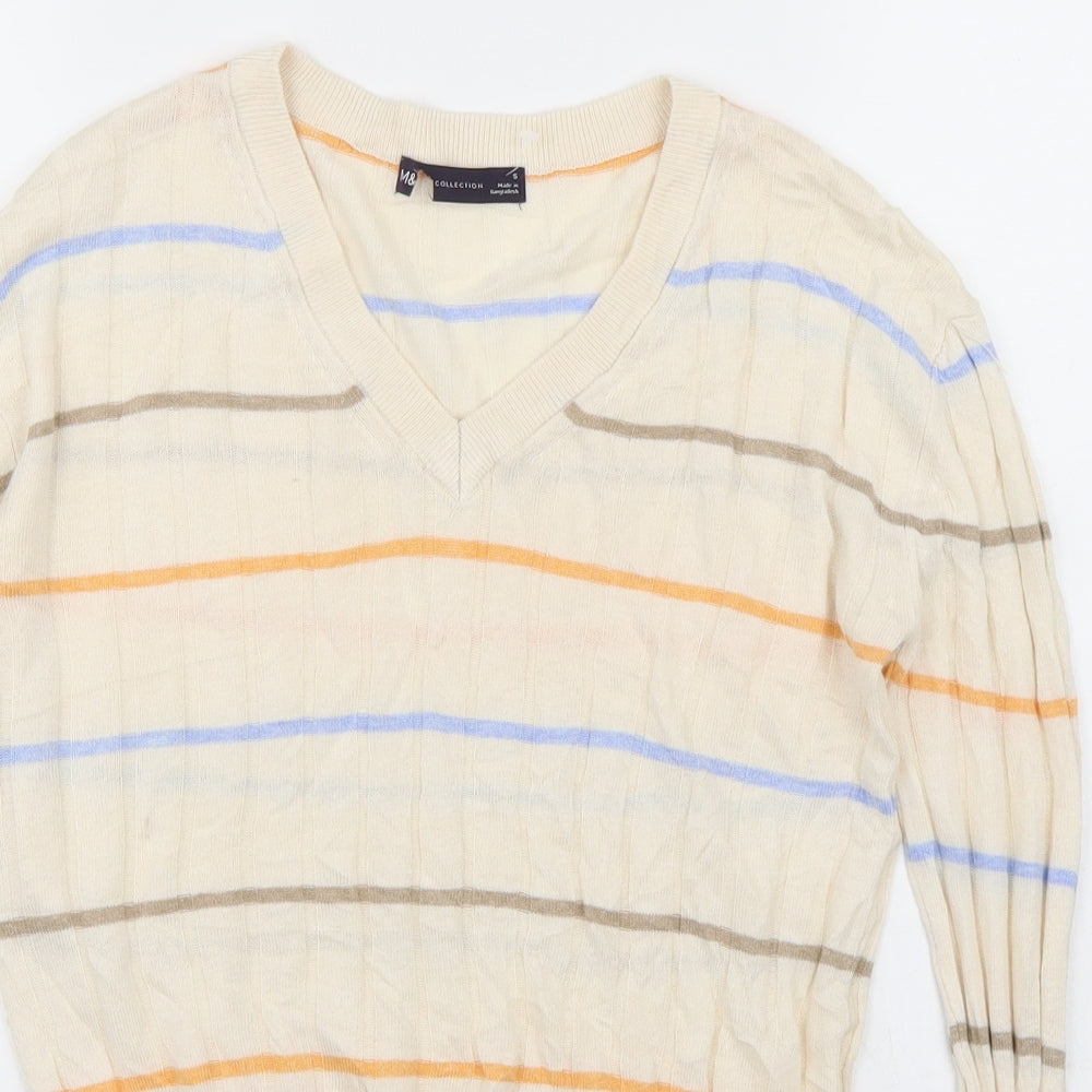 Marks & Spencer Womens Beige Striped  Pullover Jumper Size S