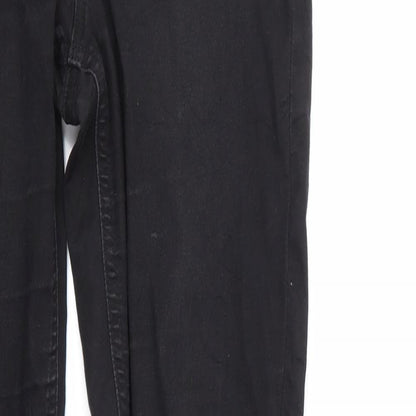 M&S Womens Black  Denim Straight Jeans Size 10 L27 in