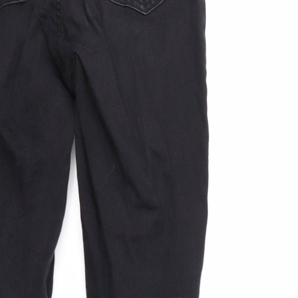 M&S Womens Black  Denim Straight Jeans Size 10 L27 in