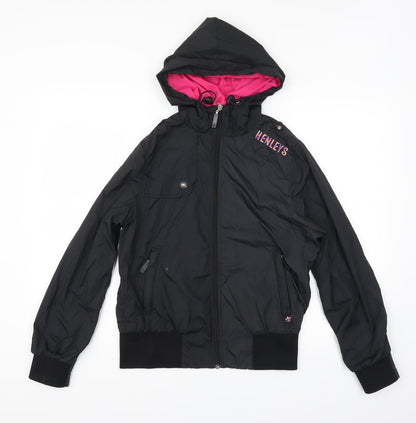 Henleys Womens Black   Varsity Jacket Coat One Size  - size 1