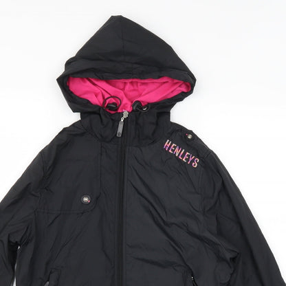 Henleys Womens Black   Varsity Jacket Coat One Size  - size 1