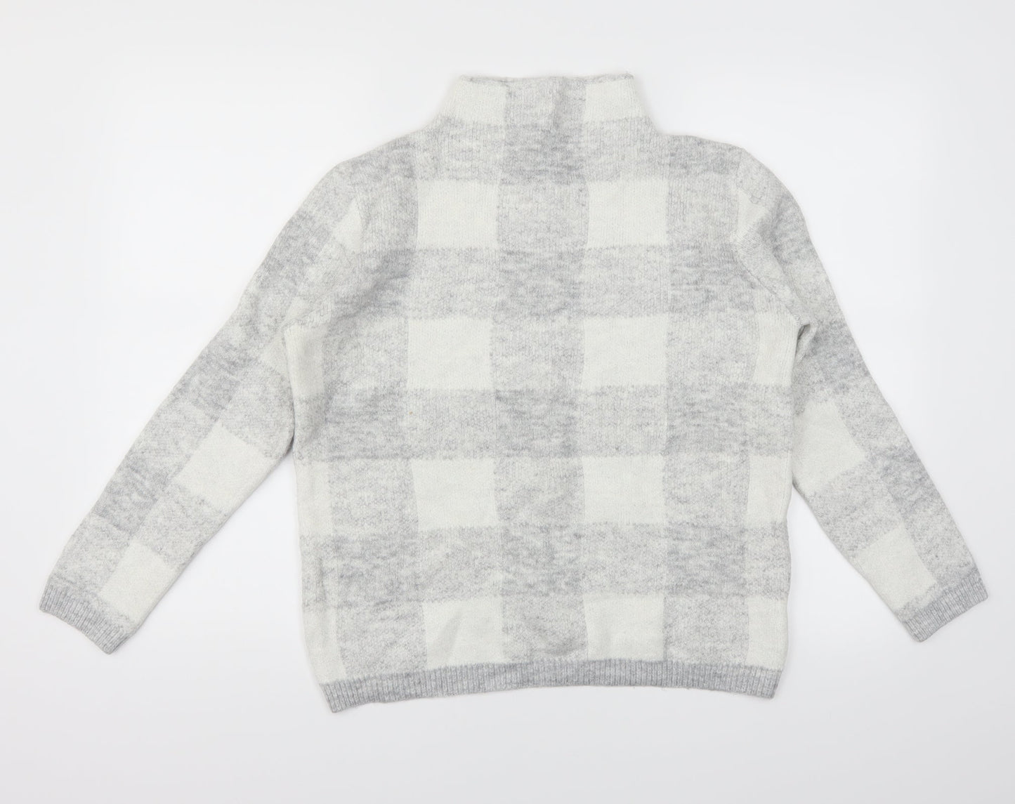 Peacocks Womens Grey Plaid  Pullover Jumper Size M