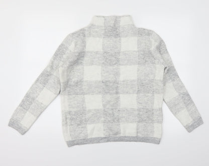 Peacocks Womens Grey Plaid  Pullover Jumper Size M