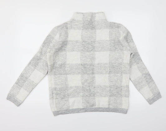 Peacocks Womens Grey Plaid  Pullover Jumper Size M