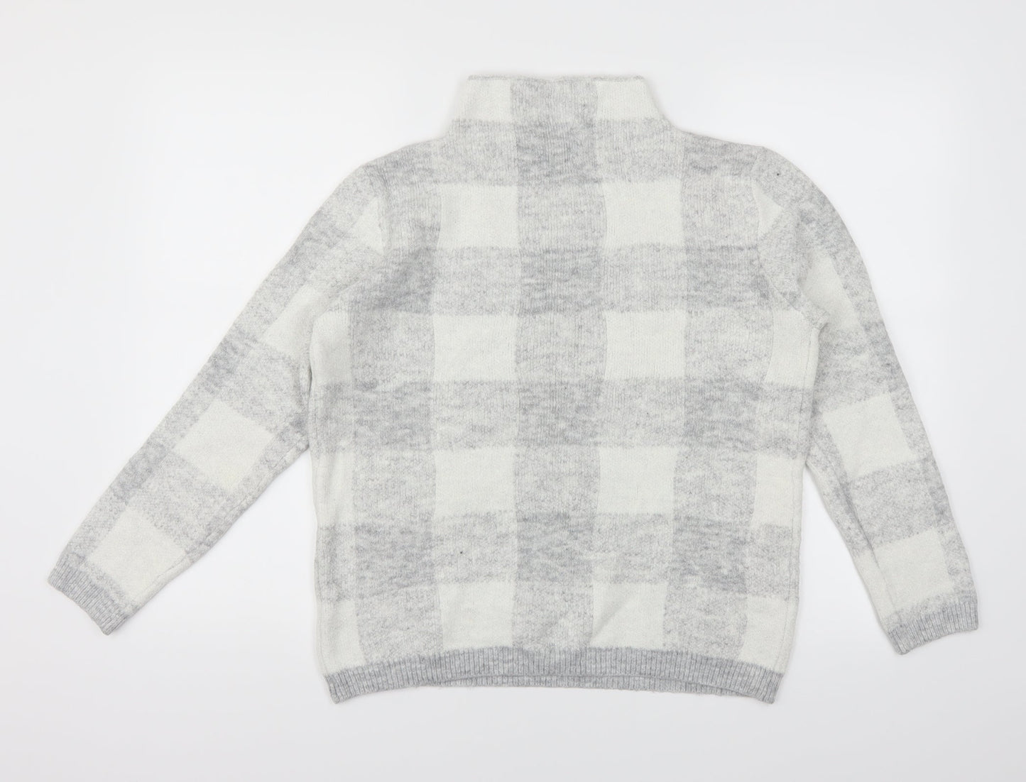 Peacocks Womens Grey Plaid  Pullover Jumper Size M