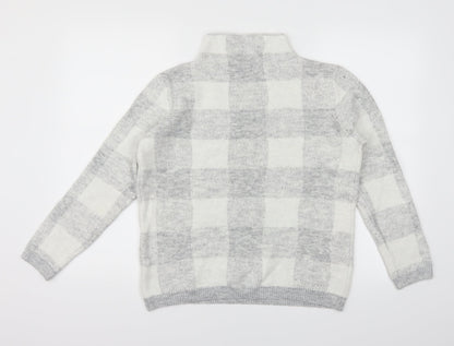 Peacocks Womens Grey Plaid  Pullover Jumper Size M