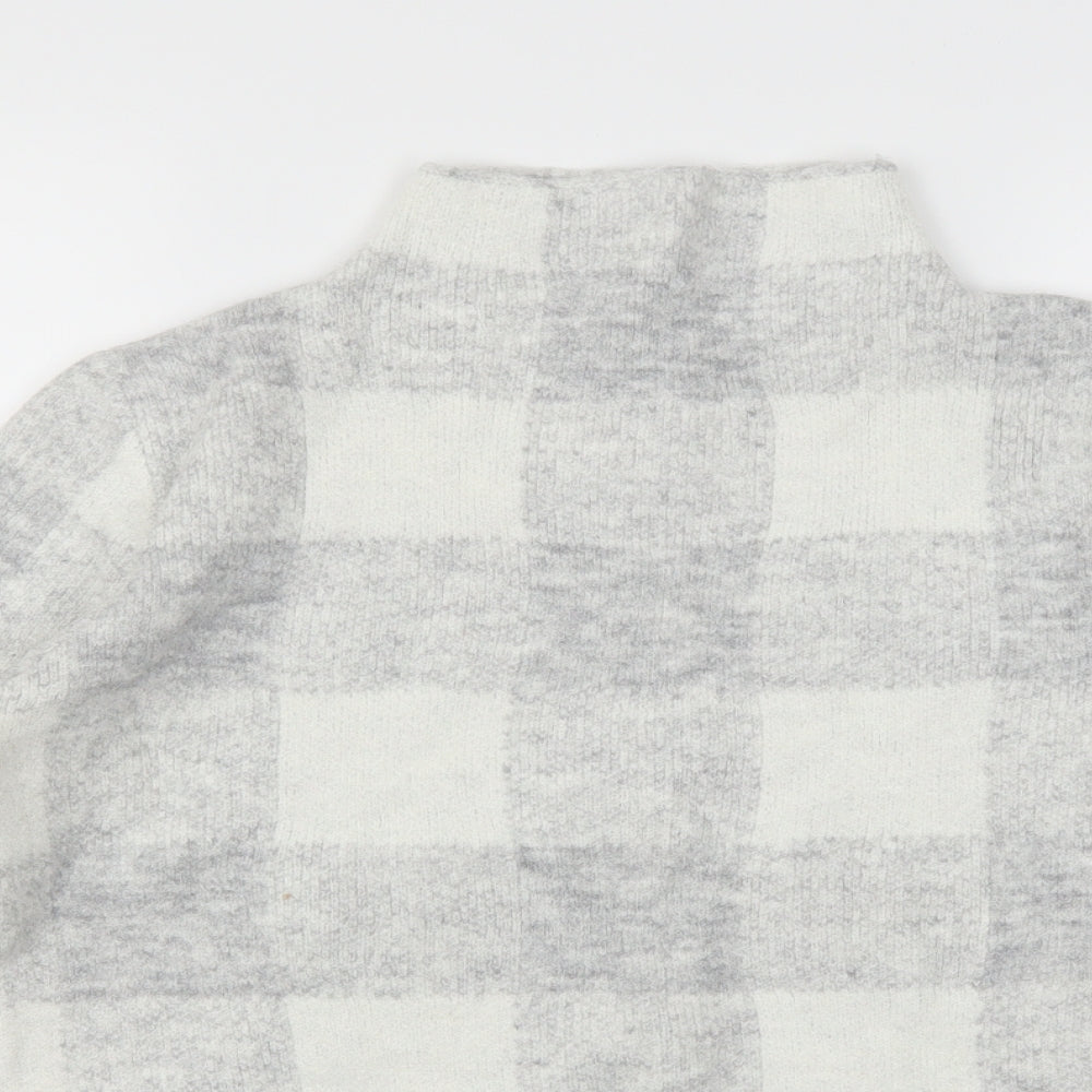 Peacocks Womens Grey Plaid  Pullover Jumper Size M