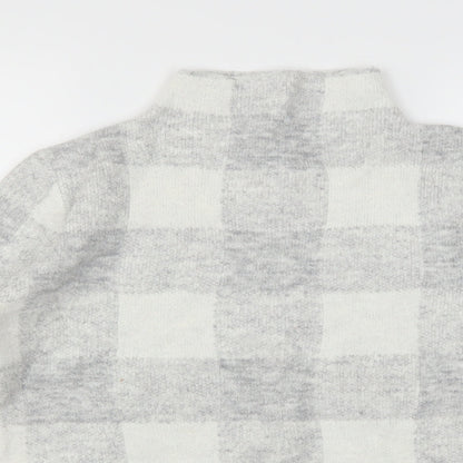 Peacocks Womens Grey Plaid  Pullover Jumper Size M