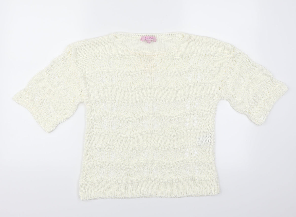 Per Una Womens Ivory   Pullover Jumper Size 10  - See Through
