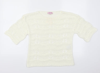 Per Una Womens Ivory   Pullover Jumper Size 10  - See Through