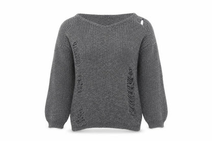 Cameo Rose Womens Grey Henley Jumper Size M - Distressed