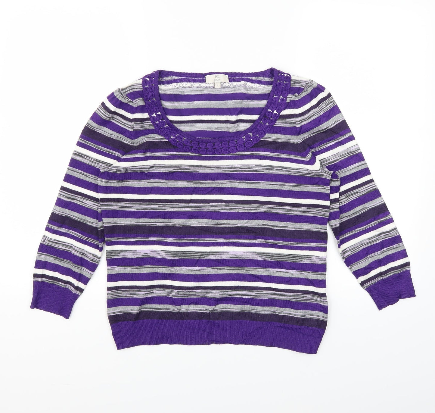 cc Womens Purple Striped  Pullover Jumper Size S