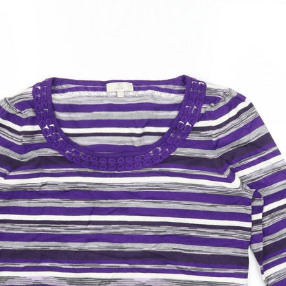cc Womens Purple Striped  Pullover Jumper Size S