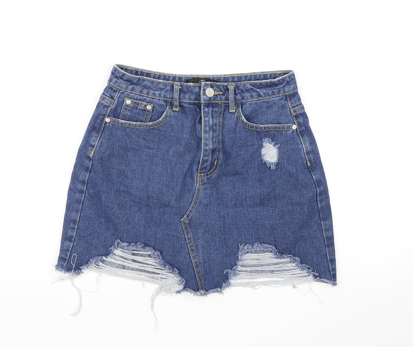 Missguided Womens Blue  Denim A-Line Skirt Size 6