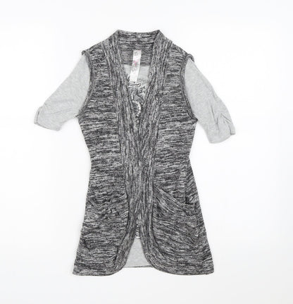 Knitworks Girls Grey  Knit Pullover T-Shirt Size 7-8 Years
