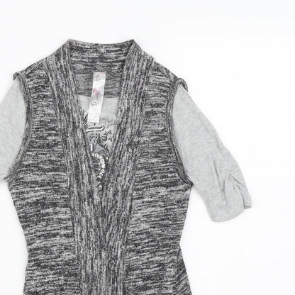 Knitworks Girls Grey  Knit Pullover T-Shirt Size 7-8 Years
