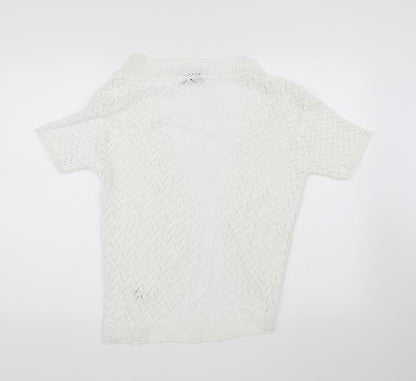 Whisper Womens White  Knit Shrug Jumper Size M