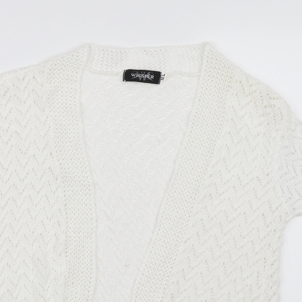 Whisper Womens White  Knit Shrug Jumper Size M