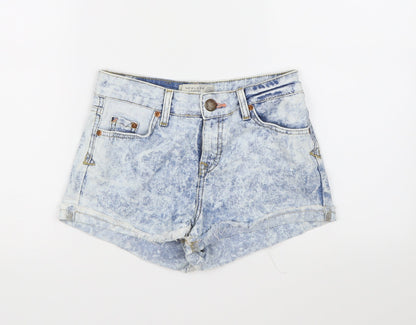 New Look Womens Blue  Denim Hot Pants Shorts Size 8 - Acid Wash