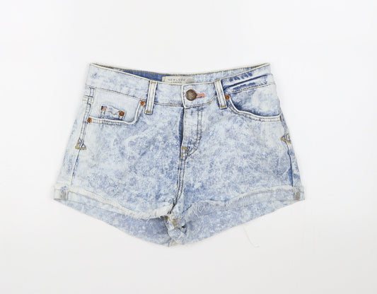 New Look Womens Blue  Denim Hot Pants Shorts Size 8 - Acid Wash
